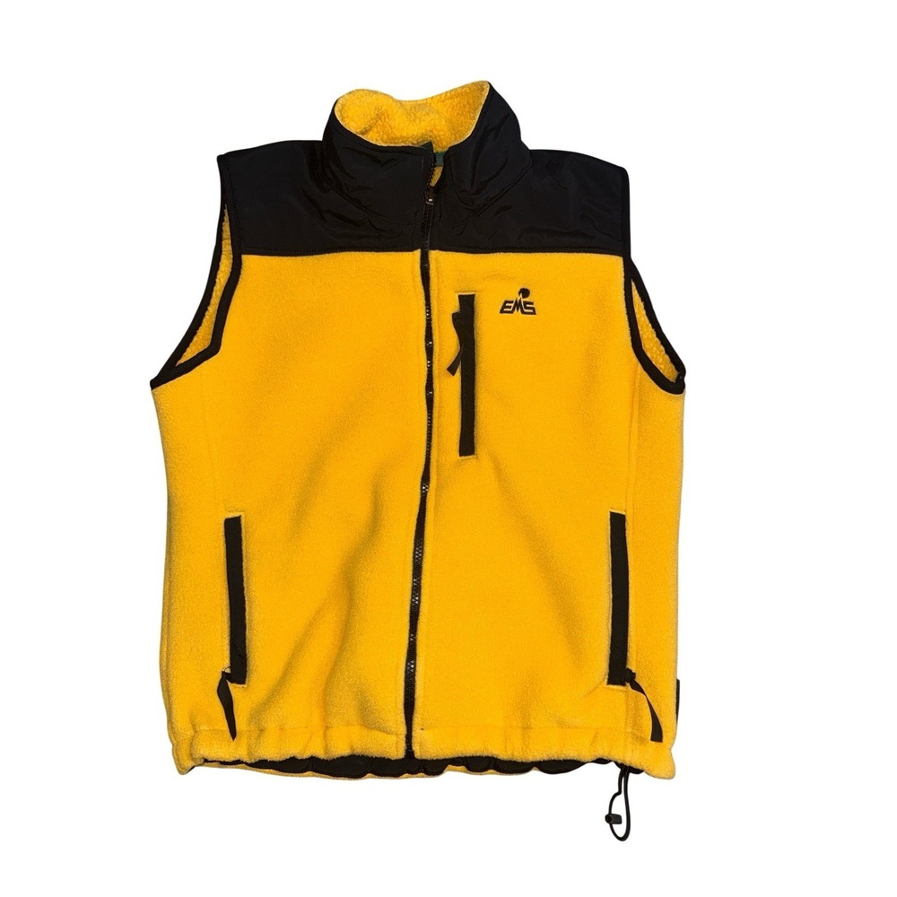 EMS Polartec Fleece Vest Women's M Yellow Black Zip Front Outdoor Layering